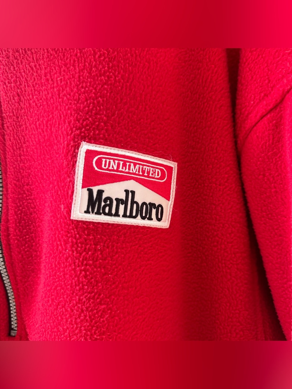 Vintage Marlboro Red Half-Zip Fleece with Buffalo Plaid Size XXL - Picture 3 of 6